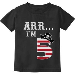 imageARR Im 5 Pirate 5th Birthday Shirt Boy Girl Five Years Old Kids TShirtBlack