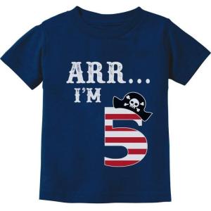 imageARR Im 5 Pirate 5th Birthday Shirt Boy Girl Five Years Old Kids TShirtNavy