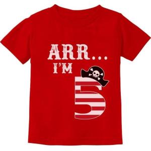 imageARR Im 5 Pirate 5th Birthday Shirt Boy Girl Five Years Old Kids TShirtRed