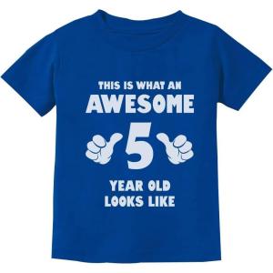 imageTstars Awesome 5 Year Old 5th Birthday Shirt Gifts for Girls Boys Toddler KidsBlue