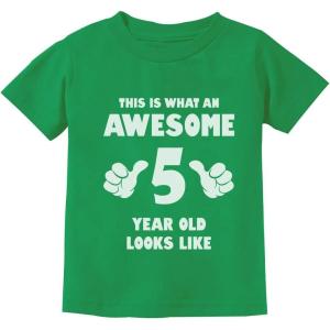 imageTstars Awesome 5 Year Old 5th Birthday Shirt Gifts for Girls Boys Toddler KidsGreen