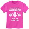 imageAwesome 4 Year Old 4th Birthday Shirt Gifts for Girls Boys Toddler Kids TShirtPink