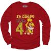 imageRubble Bulldozer Digging Being 4 Construction Paw Patrol 4th Birthday Toddler Kids Long Sleeve TShirtRed