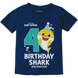 image4 Year Old Birthday 4th Birthday Baby Shark Shirt Boy Girl Toddler Kids TShirtNavy
