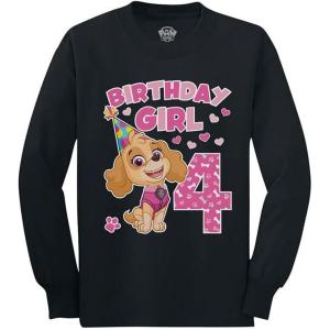 image4th Birthday Girl Shirt Paw Patrol Skye 4 Years Old Toddler Girls Kids Longsleeve ShirtBlack