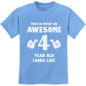 imageAwesome 4 Year Old 4th Birthday Shirt Gifts for Girls Boys Toddler Kids TShirtCalifornia Blue