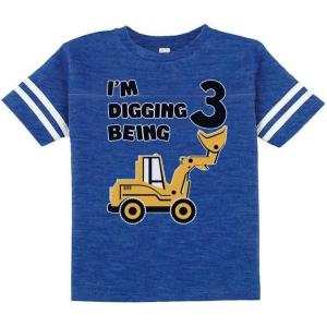 imageConstruction 3rd Birthday Shirt Boy Im Digging Being 3 Kids Jersey TShirtBlue