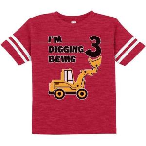 imageConstruction 3rd Birthday Shirt Boy Im Digging Being 3 Kids Jersey TShirtRed