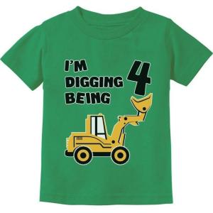 imageIm Digging Being 4 4th Birthday Shirt Boy Construction Toddler Kids TShirtGreen A