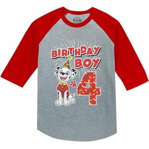 imageMarshall 4th Birthday Boy Shirt 4 Year Old Paw Patrol 34 Sleeve Baseball Jersey Toddler TShirtMarshall R 4th  Red