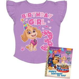imageMighty Pup Skye 3rd 4th Birthday Girl Shirt Paw Patrol 3 4 Year Old Toddler Kids Girls Third Fourth Ruffle Sleeve TShirt3rd Birthdaybookstickers  Lavender