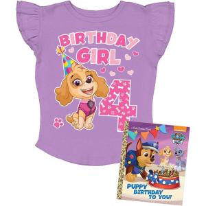 imageMighty Pup Skye 3rd 4th Birthday Girl Shirt Paw Patrol 3 4 Year Old Toddler Kids Girls Third Fourth Ruffle Sleeve TShirt4th Birthdaybookstickers  Lavender