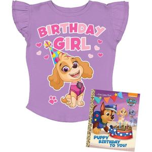 imageMighty Pup Skye 3rd 4th Birthday Girl Shirt Paw Patrol 3 4 Year Old Toddler Kids Girls Third Fourth Ruffle Sleeve TShirtBirthday Girlbookstickers  Lavender