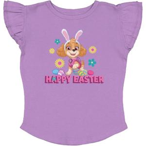 imageMighty Pup Skye 3rd 4th Birthday Girl Shirt Paw Patrol 3 4 Year Old Toddler Kids Girls Third Fourth Ruffle Sleeve TShirtEaster Ruffle  Lavender
