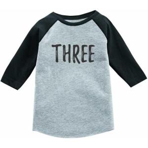 imageTstars 3rd Birthday Gift for 3 Year Old Child 34 Sleeve Baseball Jersey Toddler ShirtDark Gray