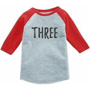 imageTstars 3rd Birthday Gift for 3 Year Old Child 34 Sleeve Baseball Jersey Toddler ShirtRed
