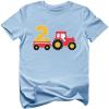 imageFarm Tractor 2nd Birthday Shirt Gifts for 2 Years OId Boys Girls Bday Party Toddler Kids TShirtCalifornia Blue
