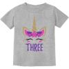 imageGift for 3 Year Old Girl Unicorn 3rd Birthday Toddler Kids TShirtGray