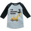 imageIm Digging Being 3 3rd Birthday Shirt Boy Construction Kids Raglan TShirtDark Gray
