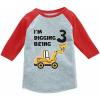 imageIm Digging Being 3 3rd Birthday Shirt Boy Construction Kids Raglan TShirtRed