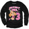 imagePup Skye 3rd Birthday Girl Shirt Gifts for 3 Years Old Paw Patrol Bday Toddler Kids Girls Long Sleeve TShirtBlack