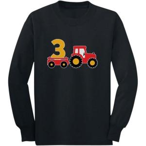 image3rd Birthday Construction Party 3 Year Old Boy ToddlerKids Long Sleeve TShirtBlack
