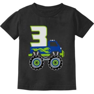 image3rd Birthday Gift for Boys 3 Year Old Boy Truck Birthday Toddler Kids TShirtBlack