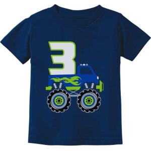 image3rd Birthday Gift for Boys 3 Year Old Boy Truck Birthday Toddler Kids TShirtNavy