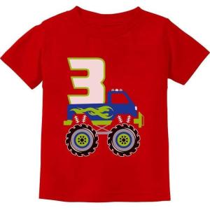 image3rd Birthday Gift for Boys 3 Year Old Boy Truck Birthday Toddler Kids TShirtRed