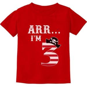 imageARR Im 3 Pirate 3rd Birthday Shirt Boy Three Years Old Toddler Kids TShirtRed
