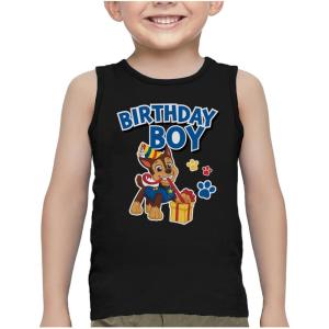 imageChase Birthday Boy Shirt Gifts for Boys 2nd 3rd 4th 5th Paw Patrol Tank Top Summer Toddler Unisex Sleeveless ShirtBlack