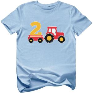 imageFarm Tractor 2nd Birthday Shirt Gifts for 2 Years OId Boys Girls Bday Party Toddler Kids TShirtCalifornia Blue