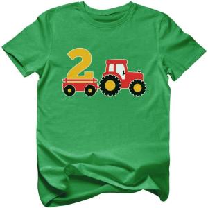 imageFarm Tractor 2nd Birthday Shirt Gifts for 2 Years OId Boys Girls Bday Party Toddler Kids TShirtGreen