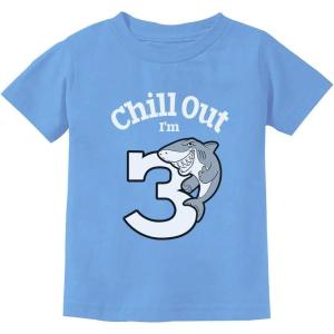 imageGift for 3 Year Old Boy Girl Chill Out Shark 3rd Birthday Toddler Kids TShirtCalifornia Blue