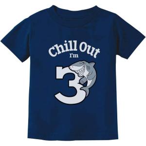 imageGift for 3 Year Old Boy Girl Chill Out Shark 3rd Birthday Toddler Kids TShirtNavy