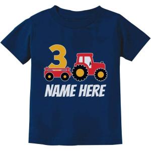 imagePersonalized 3rd Birthday Shirt Boy Construction Tractor Toddler Kids TShirtNavy
