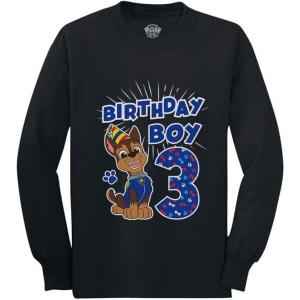imagePup Chase 3rd Birthday Boy Shirt Gifts for 3 Years Old Boys Paw Patrol Toddler Kids Long Sleeve TShirtBlack