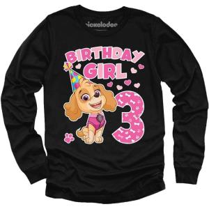 imagePup Skye 3rd Birthday Girl Shirt Gifts for 3 Years Old Paw Patrol Bday Toddler Kids Girls Long Sleeve TShirtBlack