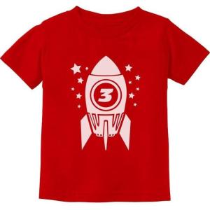 imageSpace Rocket 3rd Birthday Shirt Boy Girl 3 Year Old Infant Toddler Kids TShirtRed