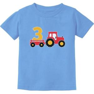 imageTractor Number 3 Shirt 3rd Birthday Construction Party Boys Infant and Toddler Kids TShirtCalifornia Blue