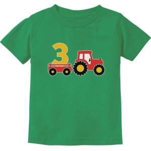 imageTractor Number 3 Shirt 3rd Birthday Construction Party Boys Infant and Toddler Kids TShirtGreen