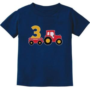 imageTractor Number 3 Shirt 3rd Birthday Construction Party Boys Infant and Toddler Kids TShirtNavy