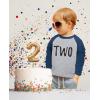 imageTwo 2nd Birthday Shirt 2 Year Old Boys Girls 34 Sleeve Baseball Jersey TShirtBlue