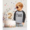 imageTwo 2nd Birthday Shirt 2 Year Old Boys Girls 34 Sleeve Baseball Jersey TShirtDark Gray