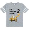 imageConstruction 2nd Birthday Shirt Boy Im Digging Being 2 Kids Jersey TShirtGray