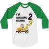 imageConstruction Im Digging Being 2 2nd Birthday Shirt Boy Construction Kids Raglan TShirtGreenWhite