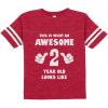 imageThis is What an Awesome 2 Year Old Looks Like 2nd Birthday Shirt Girls Boys Toddler Kids Jersey TShirtRed
