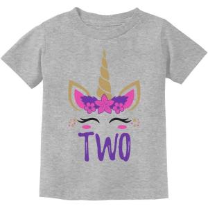 image2 Year Old Girl Unicorn 2nd Birthday Toddler Kids TShirtGray