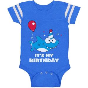 imageBirthday Boy or Girl Shark Outfit 1st 2nd Birthday Gift Baby Jersey BodysuitBlue