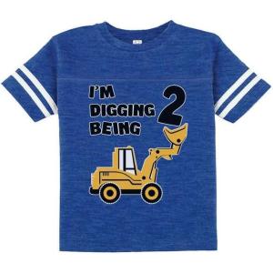 imageConstruction 2nd Birthday Shirt Boy Im Digging Being 2 Kids Jersey TShirtBlue